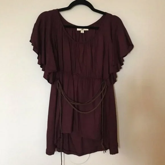 YA Los Angeles wine Tunic Top Blouse Size L never worn - Picture 7 of 8